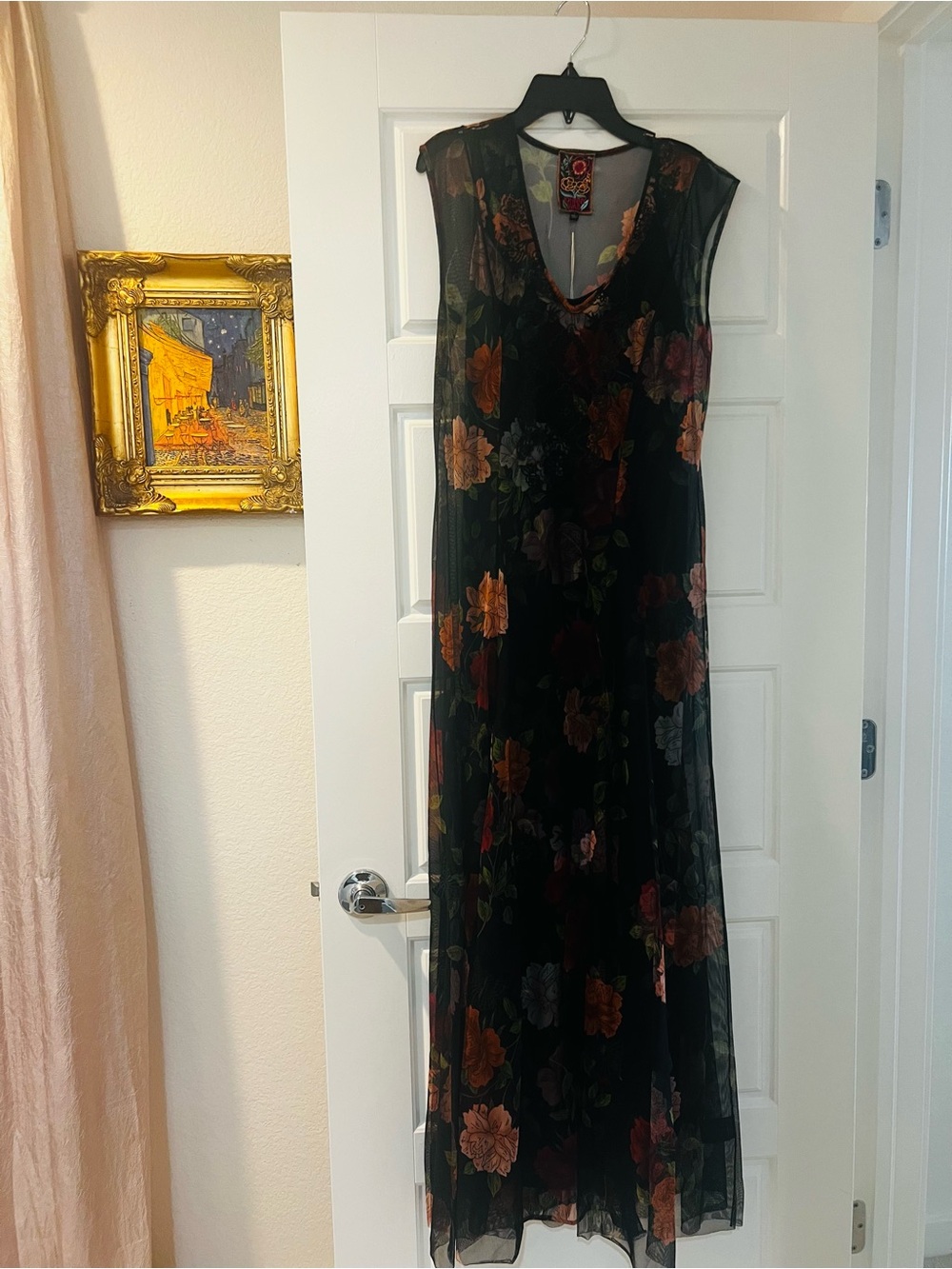 Johnny Was Black Sheer Floral Maxi Dress misty rose